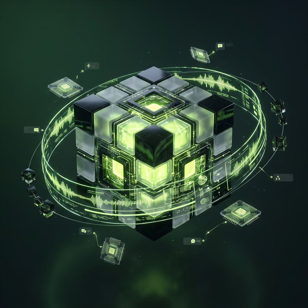 Midnight AI Agents Neural Core: Autonomous custom AI agent with voice soundwaves, intelligence pipelines, and dialogue nodes